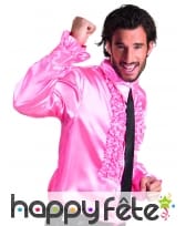 Chemise rose disco ruche pour homme