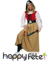 Costume robe de femme pirate rouge et beige