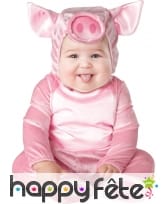 Costume rose de bébé cochon avec cagoule