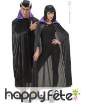 Cape satin noire col violet adulte