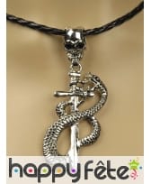 Collier tressé pendentif serpent et épée, image 2