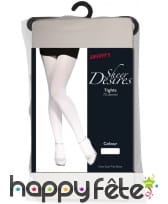 Collants uni blanc adulte, image 1