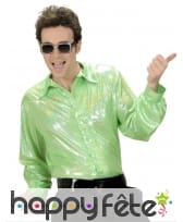 Chemise verte holographique disco pour homme