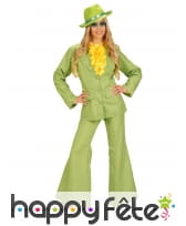 Costume vert uni années 80 pour femme