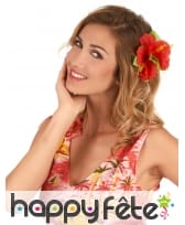 Fleur rouge Hawaienne sur barrette à cheveux