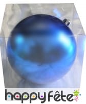 Grosse boule de noel bleue brillante de 20cm