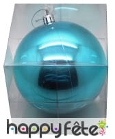 Grosse Boule de noel turquoise brillant. 20 cm