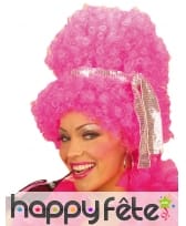 Haute perruque rose afro disco