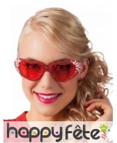 Lunettes coeurs rouges à paillettes avec strass