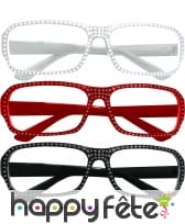 Lunettes de secretaire strass blanc, noir ou rouge