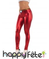 Legging Iron Man moulant rouge métalisé pour femme