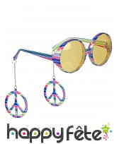 Lunettes rondes pendentifs peace and love