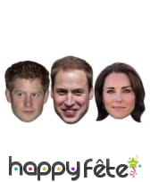 Masques de William, Kate et Harry en carton