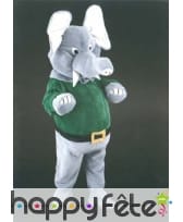 Mascotte éléphant pull vert