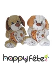 Peluche chien assis avec coeur