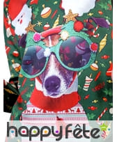 Pull de Noël moche pour Adulte, Chien à Lunettes, image 1