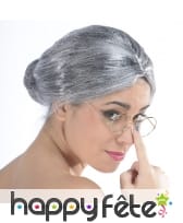 Perruque grise chignon de grand mère