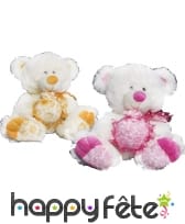 Peluche ours assis sac - 2 couleurs assorties