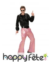 Pantalon rose holographique disco pour homme