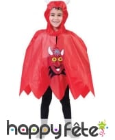 Poncho rouge imprimé diable amusant pour enfant