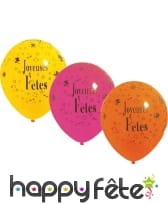 Sachet de 10 ballons joyeuses fêtes