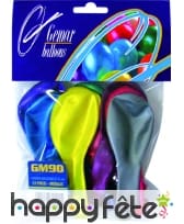 Sachet de10 ballons métal multicolore