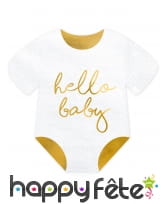 Serviettes hello baby en forme de body, par 20