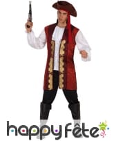 Tenue de capitaine pirate rouge brodé