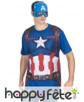 T-Shirt Captain America 2 avec masque, adulte