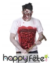 T-shirt de zombie avec boyaux pour adulte, image 1