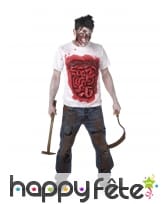 T-shirt de zombie avec boyaux pour adulte