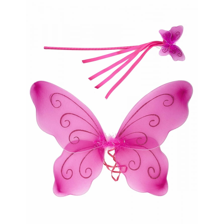 Ailes Et Baguette De Papillon Rose Pour Enfant