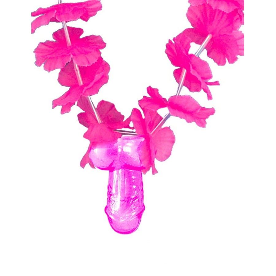 Collier hawaïen avec pendentif zizi rose, adulte