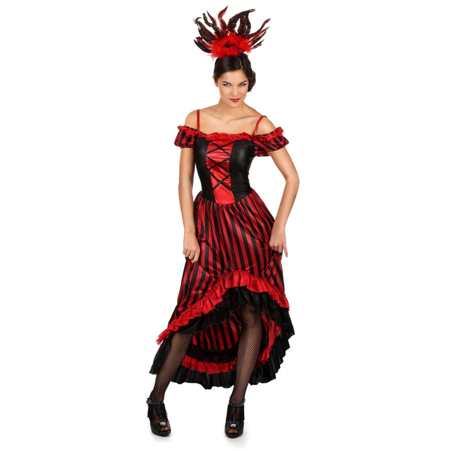 Robe sexy rouge et noir cabaret burlesque femme