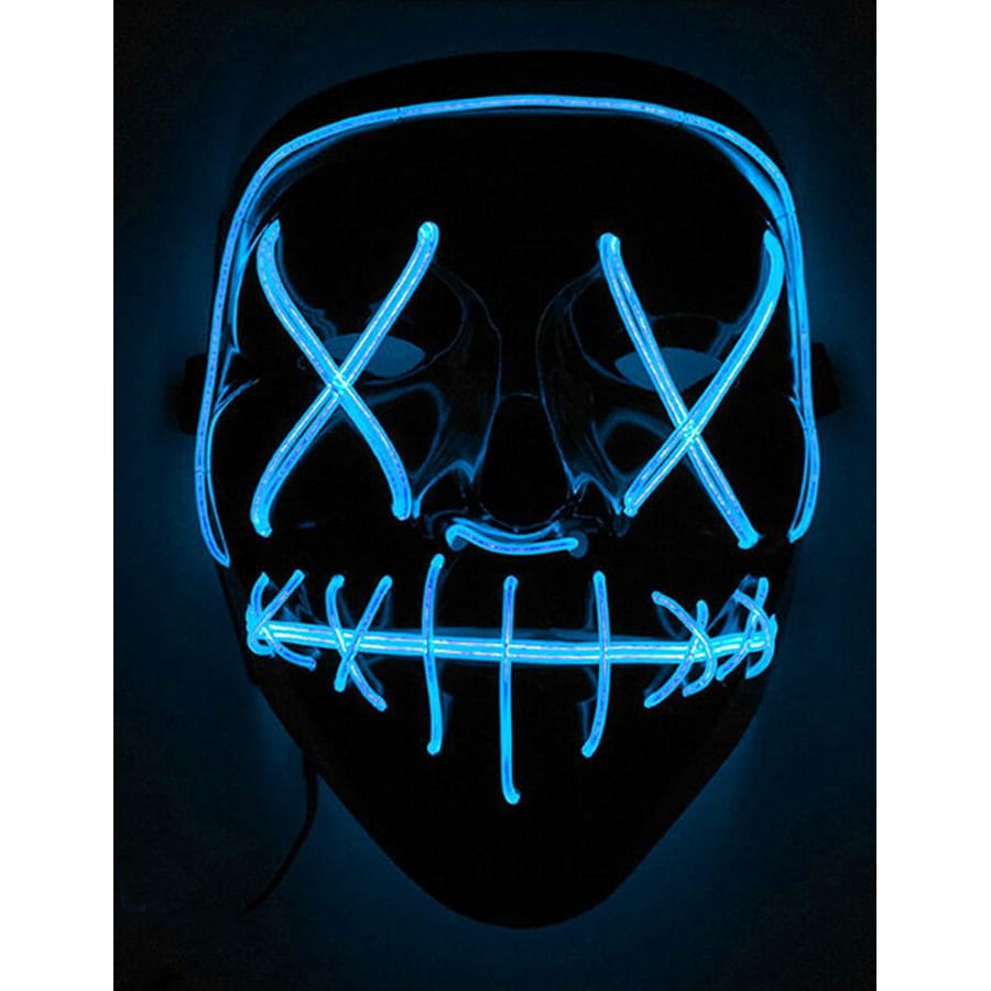 Masque Halloween Lumineux à LED - Marque - Modèle - Bleu Claire - Extérieur  - Adulte