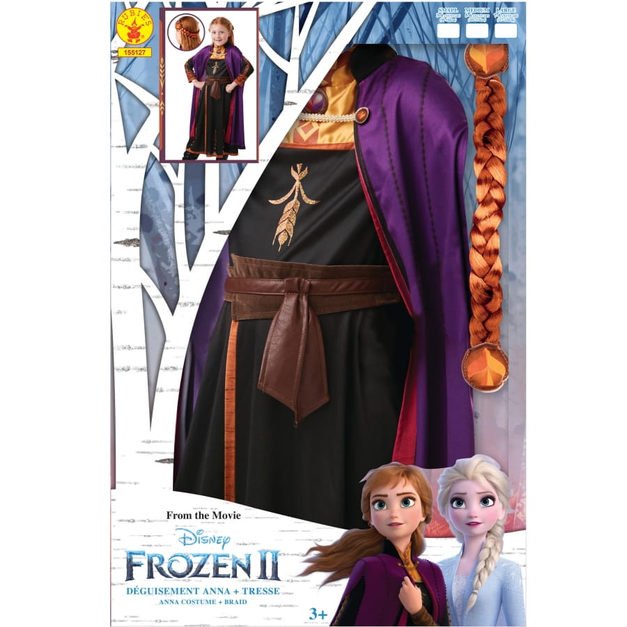 Disney La Reine des Neiges - Déguisement Anna Robe et Coiffure